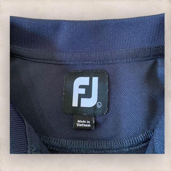 FootJoy Polo Shirt Men’s Size Large Blue White Stripes Golf Club Logo Preppy - Picture 2 of 5